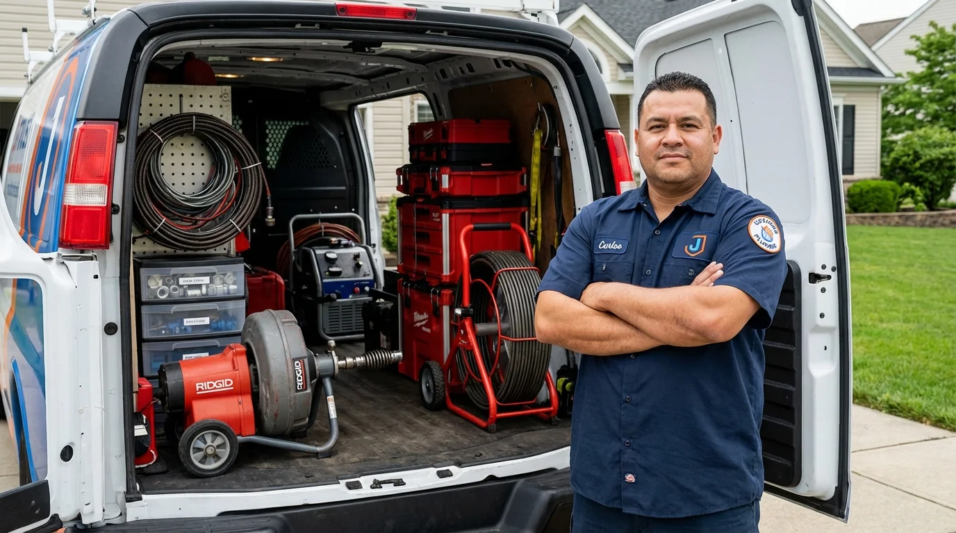 Professional drain cleaning equipment and Johns Plumbing LLC plumber in Hughson