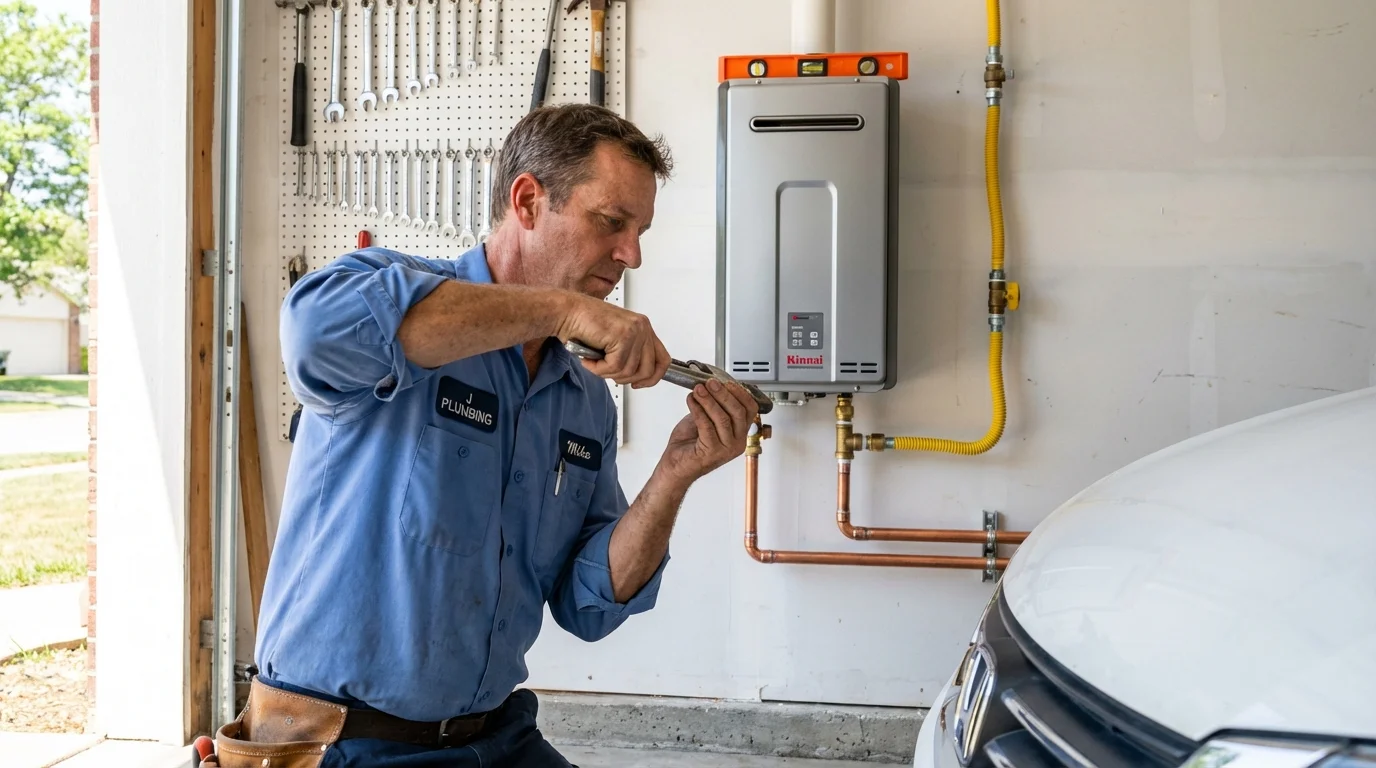 Tankless water heater installation by a Johns Plumbing LLC plumber in Hughson